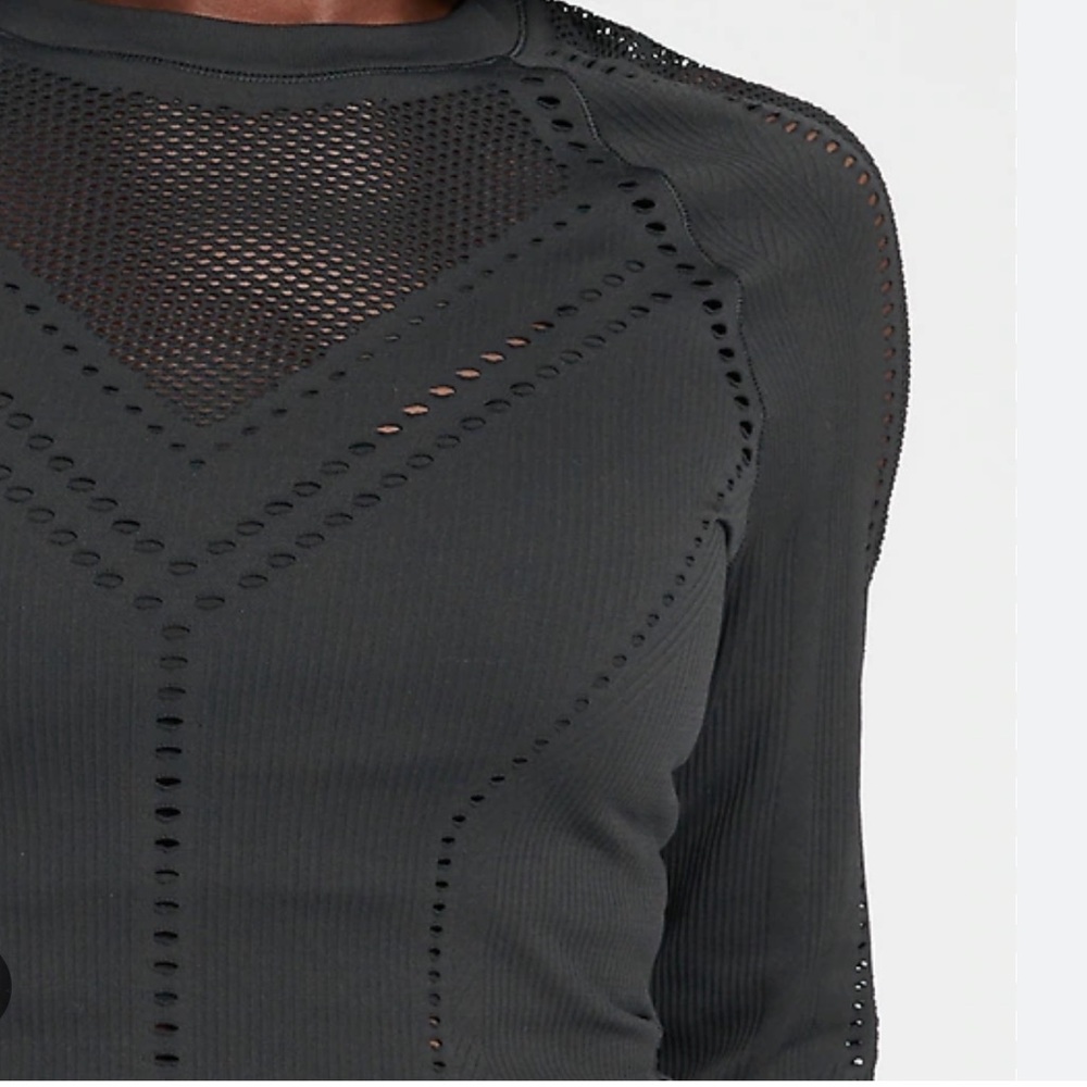 Athleta Oxygen Black Mesh Long Sleeve Top - Picture 4 of 7